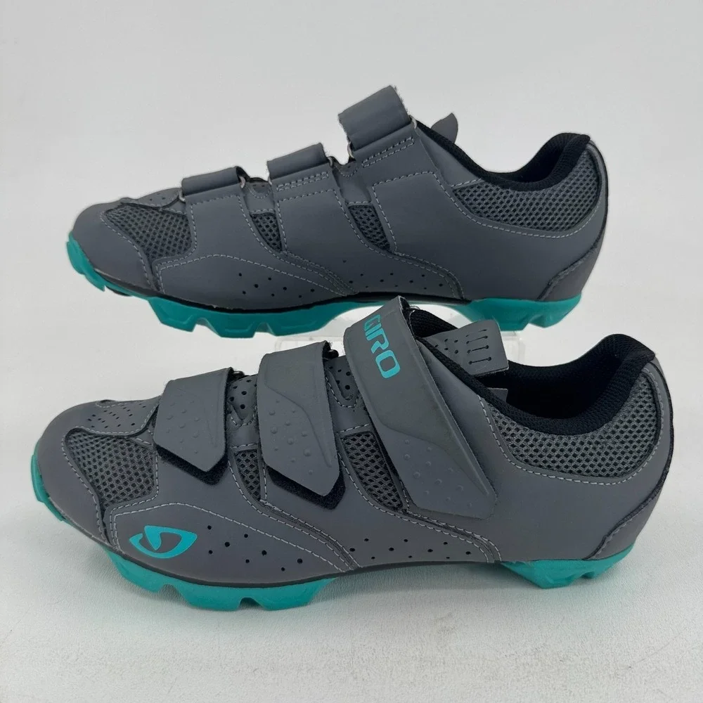 Giro Riela RII Cycling Shoes WOMENS Gray Blue Hook & Loop Close SIZE 8.5